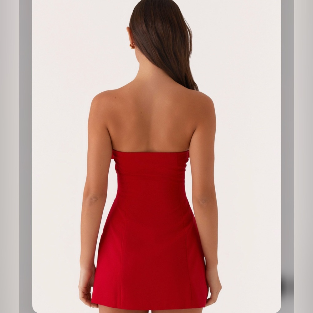 Peppermayo Dress Womens Large 8 Red Patsie Strapless Rosette Mini Party Cocktail - Picture 4 of 8